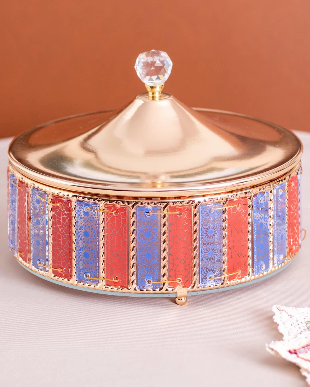 Carnival Glass Storage Jar With Lid - Large