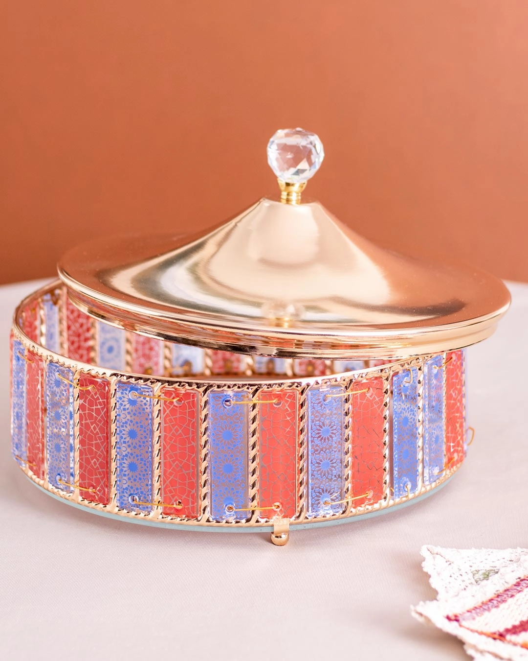 Carnival Glass Storage Jar With Lid - Large