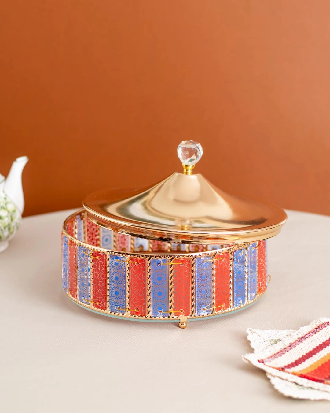 Carnival Glass Storage Jar With Lid - Large