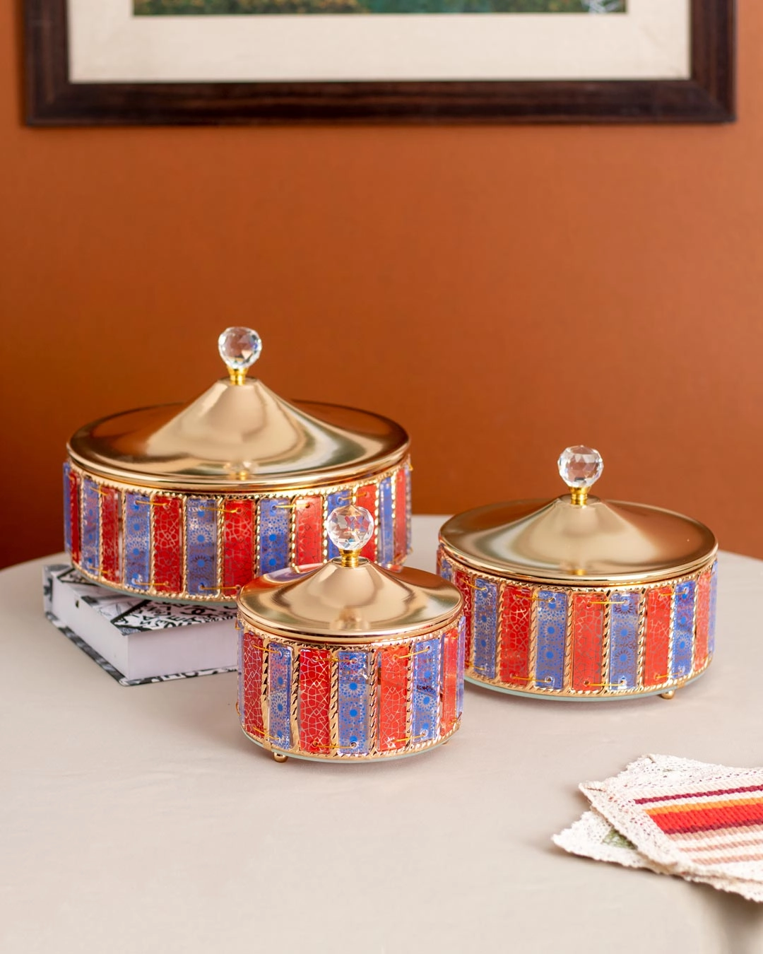 Carnival Glass Storage Jar With Lid - Large