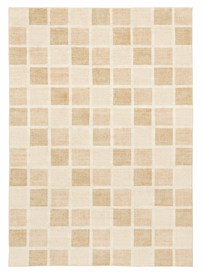 Caspia Beige Brown Checkered Washable Rugmodern color block patchwork rug