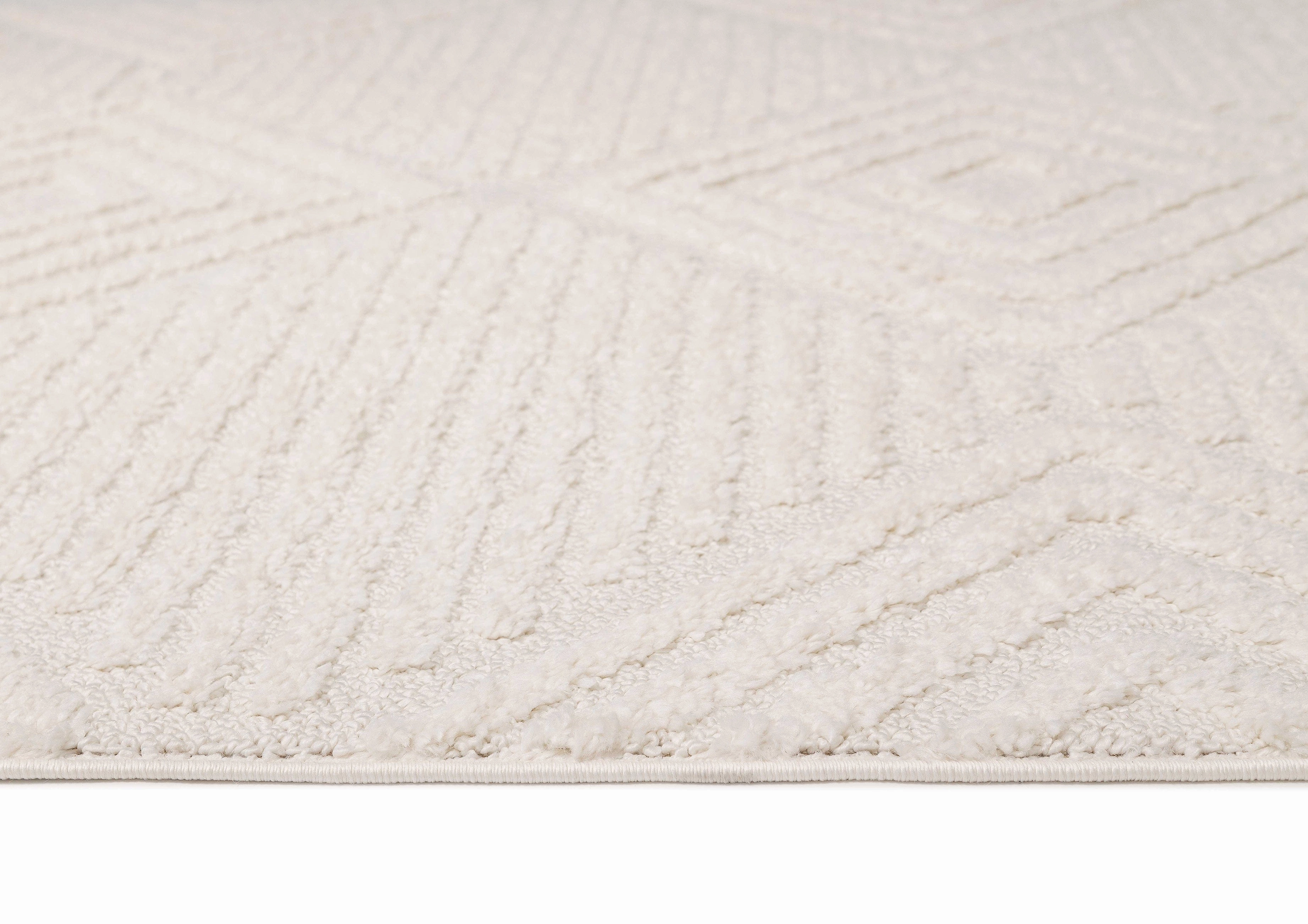 Catriona Ivory Cream Geometric Textured Rug
