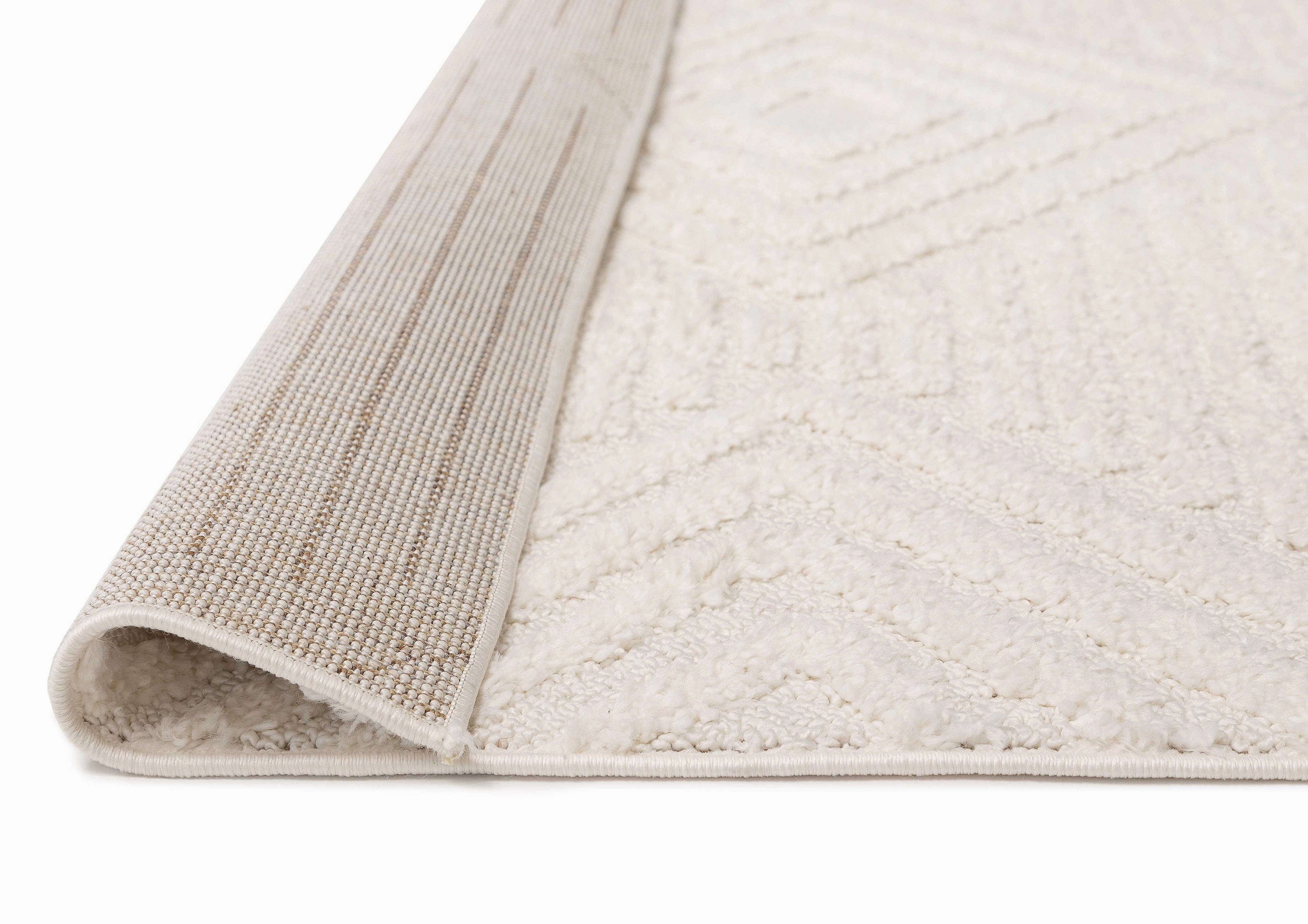 Catriona Ivory Cream Geometric Textured Rug