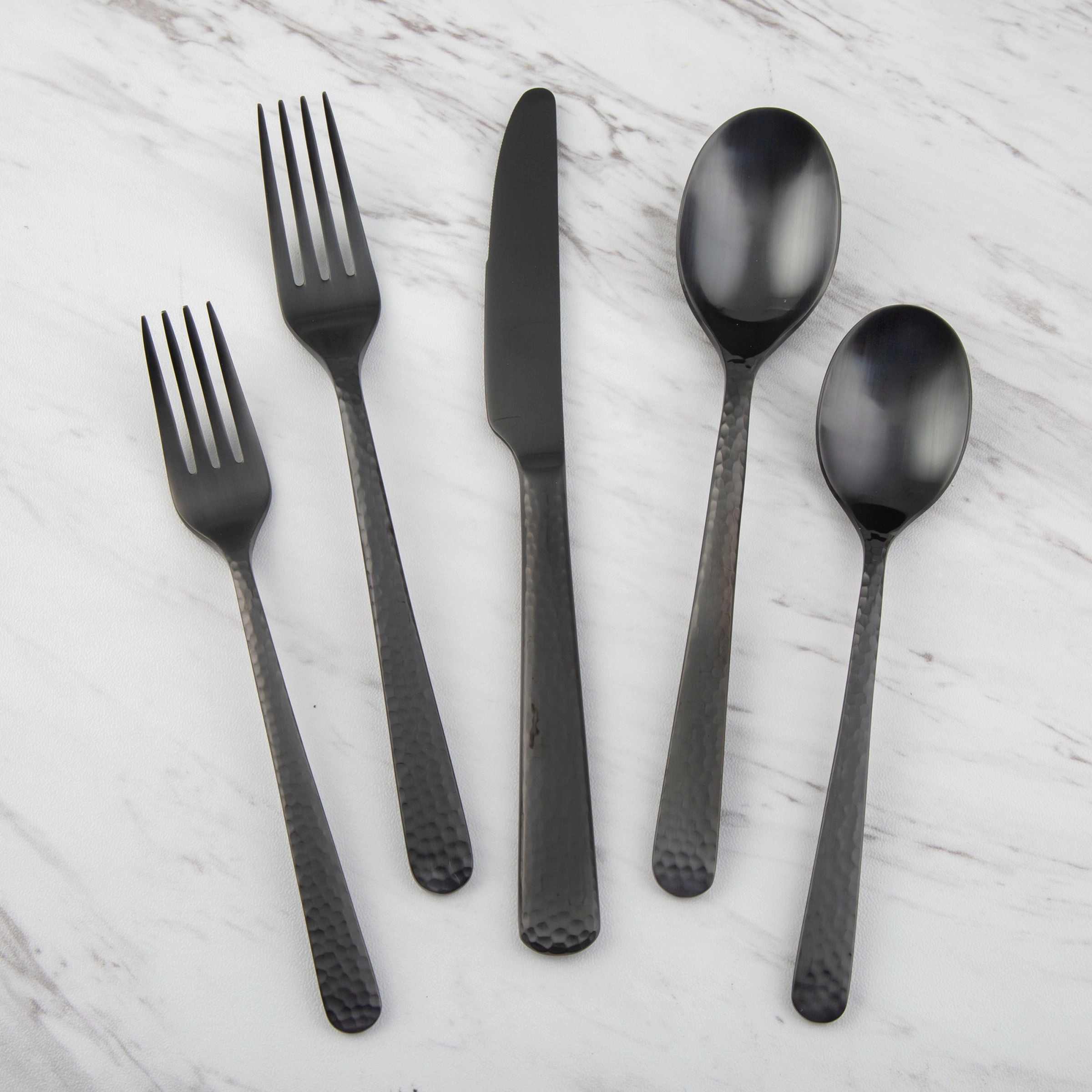 Cecil Black Satin Hammered 20 Piece Flatware Seteco-friendly bamboo fiber tableware set 