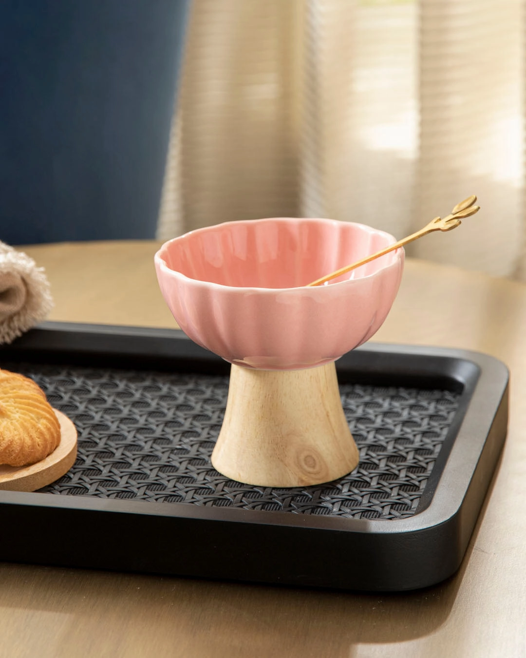Ceramic   Wood Dessert Bowl - Pinkmodern kitchen decor ,kitchen dinner set ,dinnerware 