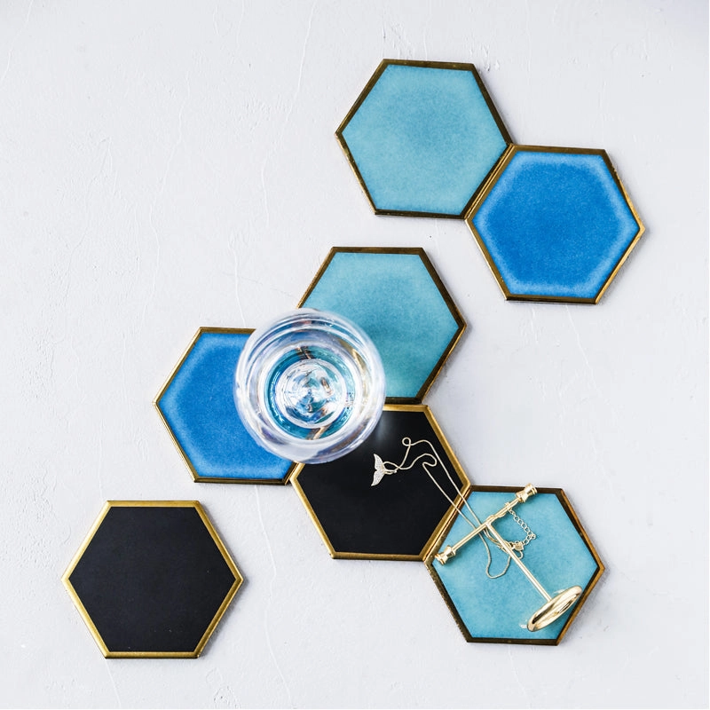Ceramic Hexagon Drinks Coasters - Set of 4modern kitchen decor ,kitchen dinner set ,dinnerware 