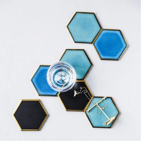 Ceramic Hexagon Drinks Coasters - Set of 4modern kitchen decor ,kitchen dinner set ,dinnerware 