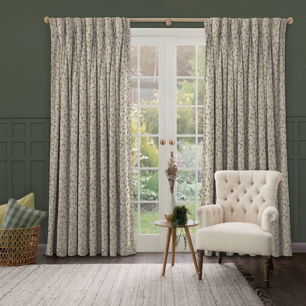 Cervino Woven Jacquard Made to Measure Curtains Lichen