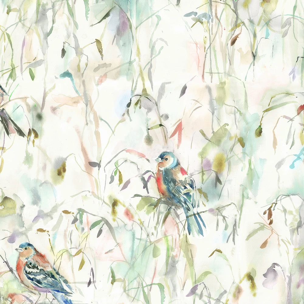 Chaffinch Printed Cotton Made to Measure Roman Blinds Natural