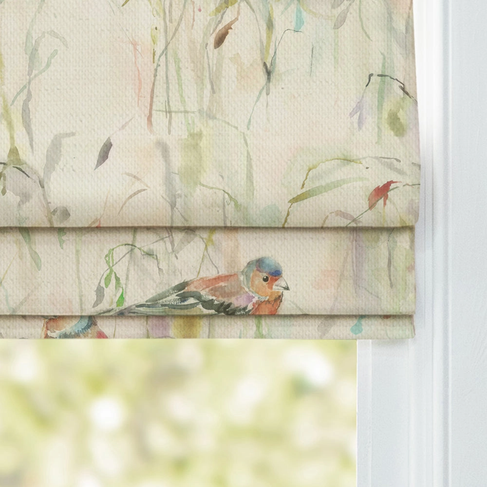 Chaffinch Printed Cotton Made to Measure Roman Blinds Natural