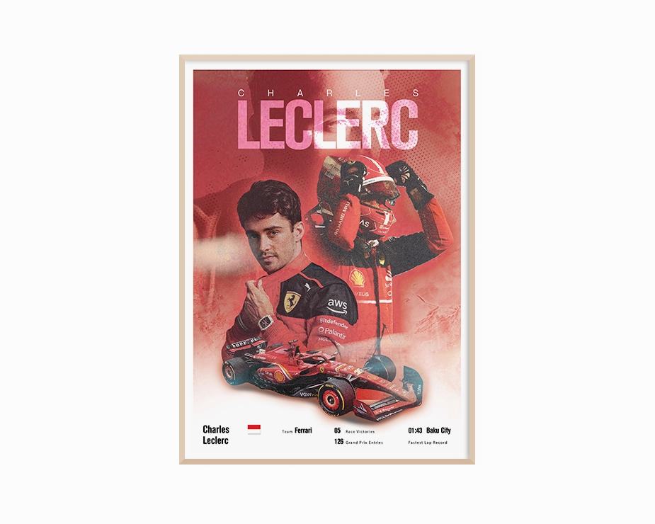 Charles Leclerc Vintage F1 Print
