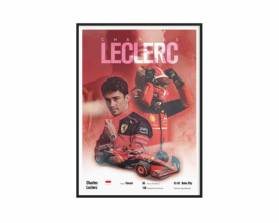 Charles Leclerc Vintage F1 Printnordic style wall decor