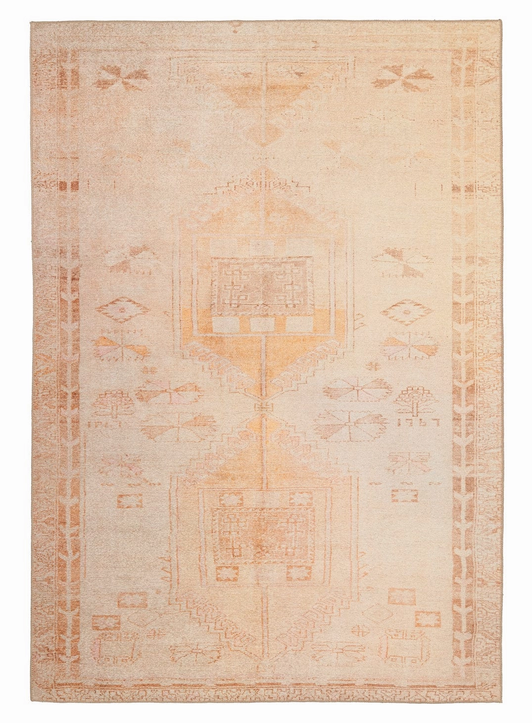 Charlize Cream and Peach Medallion Washable Rugmodern color block patchwork rug