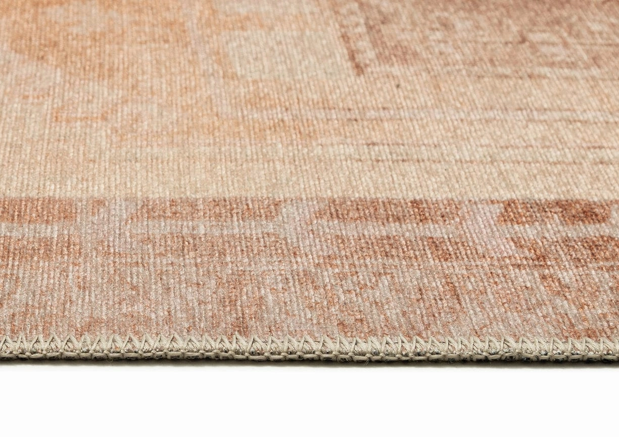 Charlize Cream and Peach Medallion Washable Runner Rug