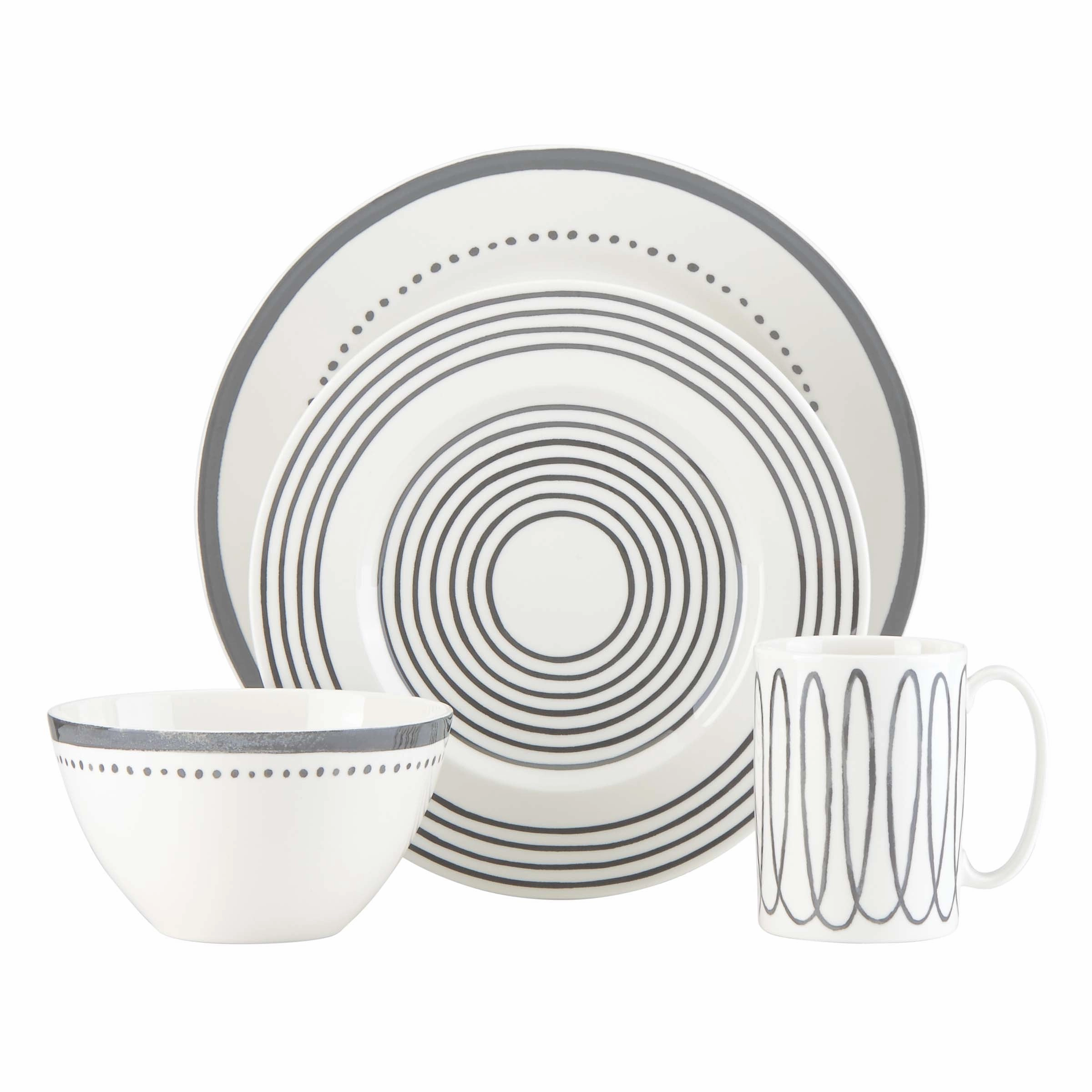 Charlotte Street West Charcoal 4-Piece Place Settingmodern kitchen decor ,kitchen dinner set ,dinnerware 