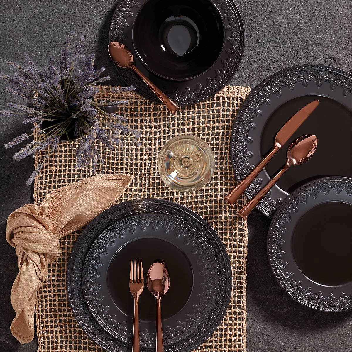 Chelse Muse Fleur Black All-Purpose Bowls - Set of 4