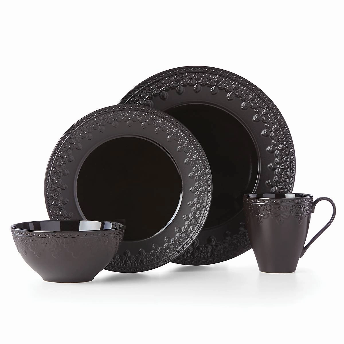 Chelse Muse Fleur Black All-Purpose Bowls - Set of 4