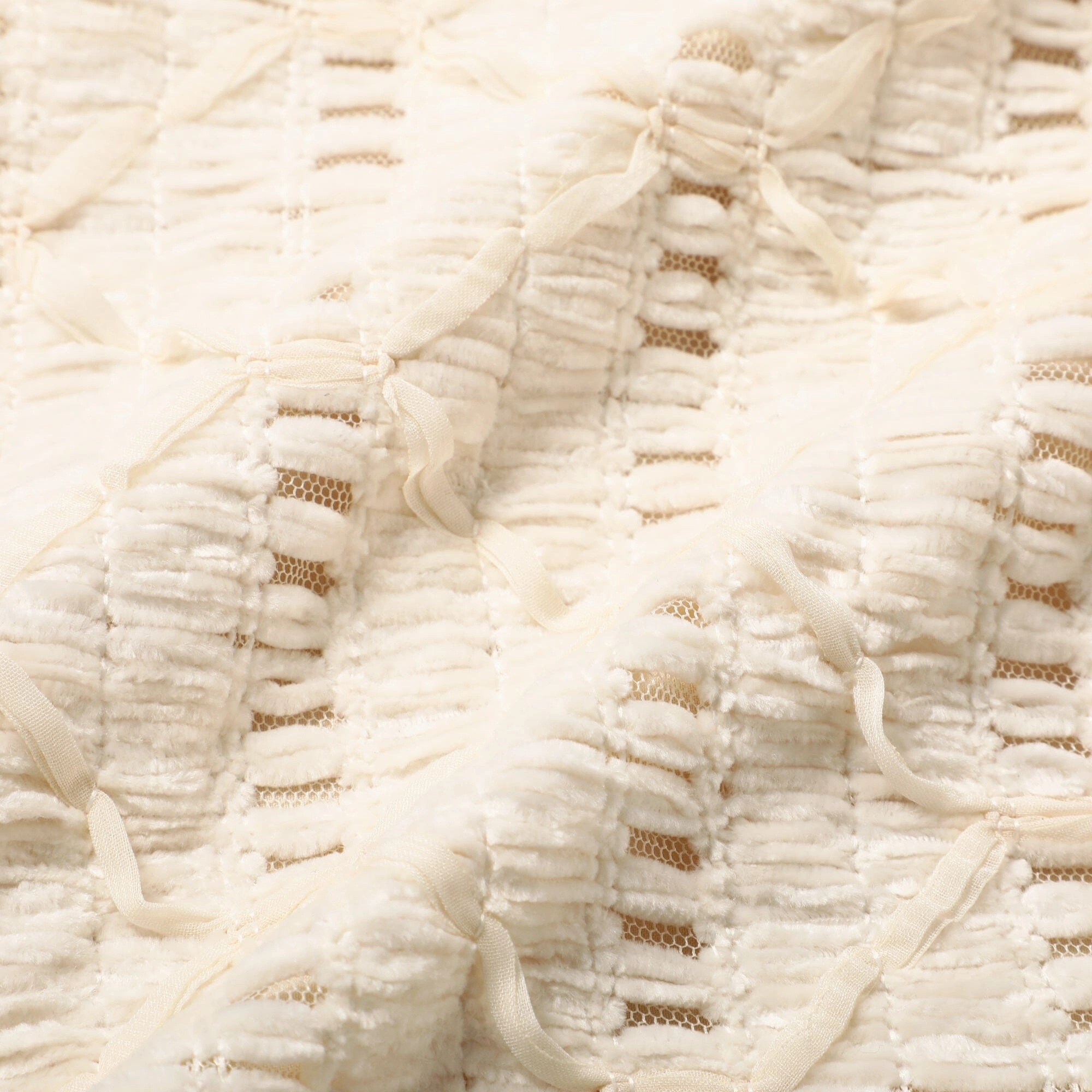 Chenille Ribbon Cushion Cover 450 X 450 Ivory