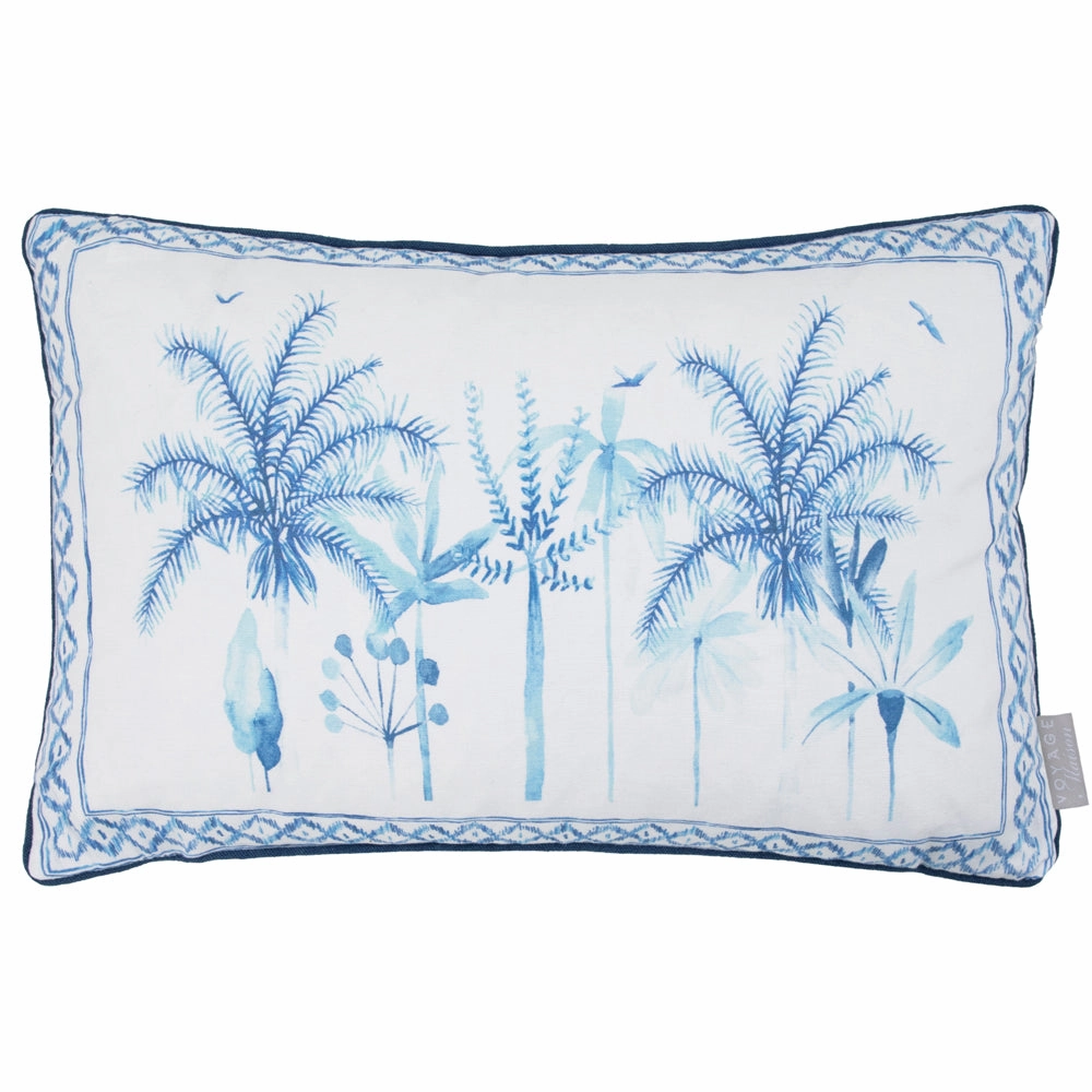 Chora Printed Piped Cushion Cobalt