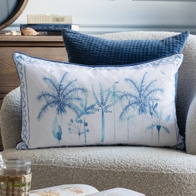 Chora Printed Piped Cushion Cobaltbedding sets ,throw blankets 