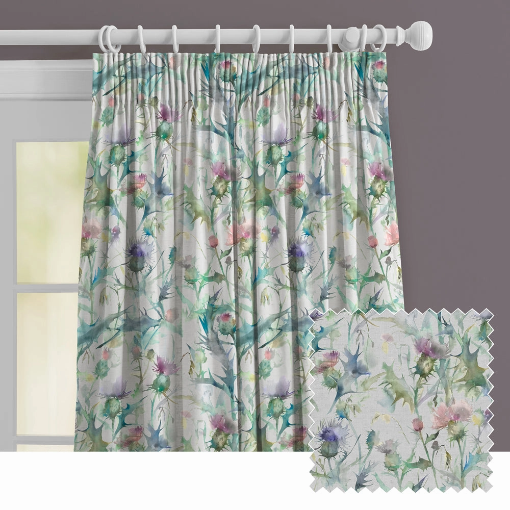 Cirsium Cream Printed Made to Measure Curtains Damsonbedding sets ,throw blankets 