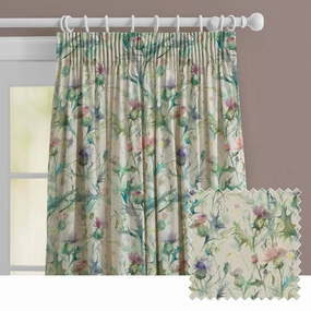 Cirsium Linen Printed Made to Measure Curtains Damsonbedding sets ,throw blankets 