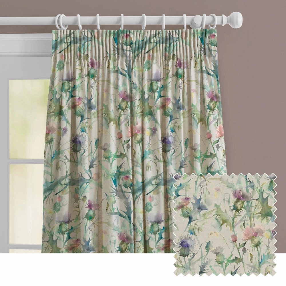 Cirsium Linen Printed Made to Measure Curtains Damsonbedding sets ,throw blankets 