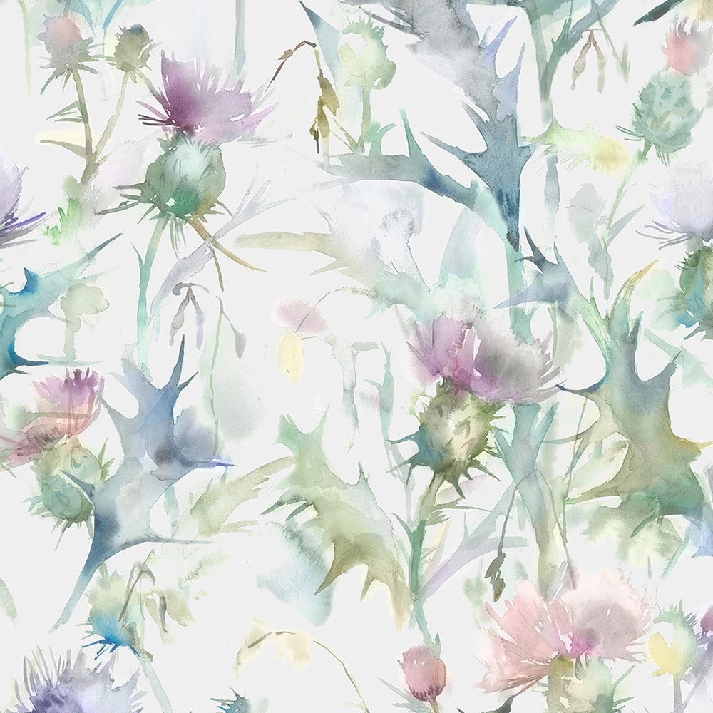 Cirsium Printed Cotton Made to Measure Roman Blinds Damson/Natural