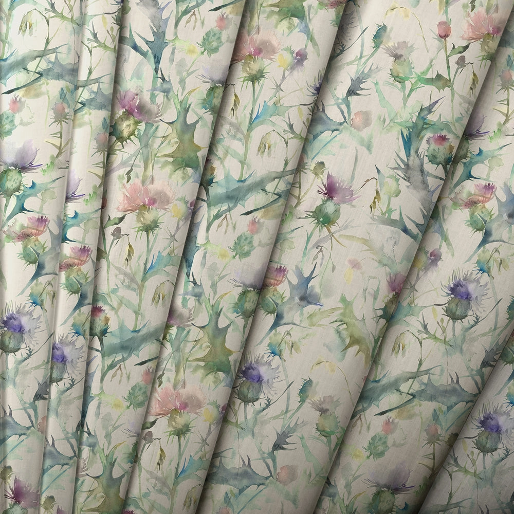 Cirsium Printed Cotton Made to Measure Roman Blinds Damson/Natural