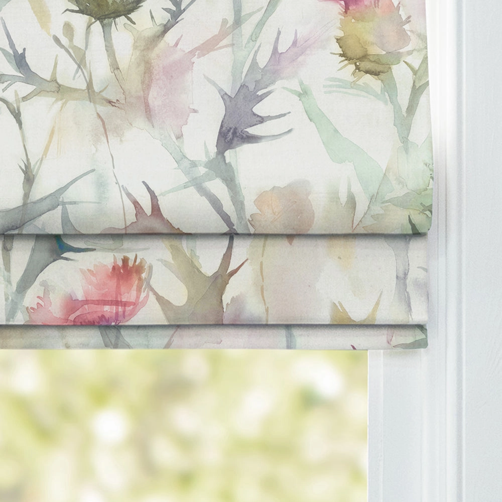 Cirsium Printed Cotton Made to Measure Roman Blinds Russet