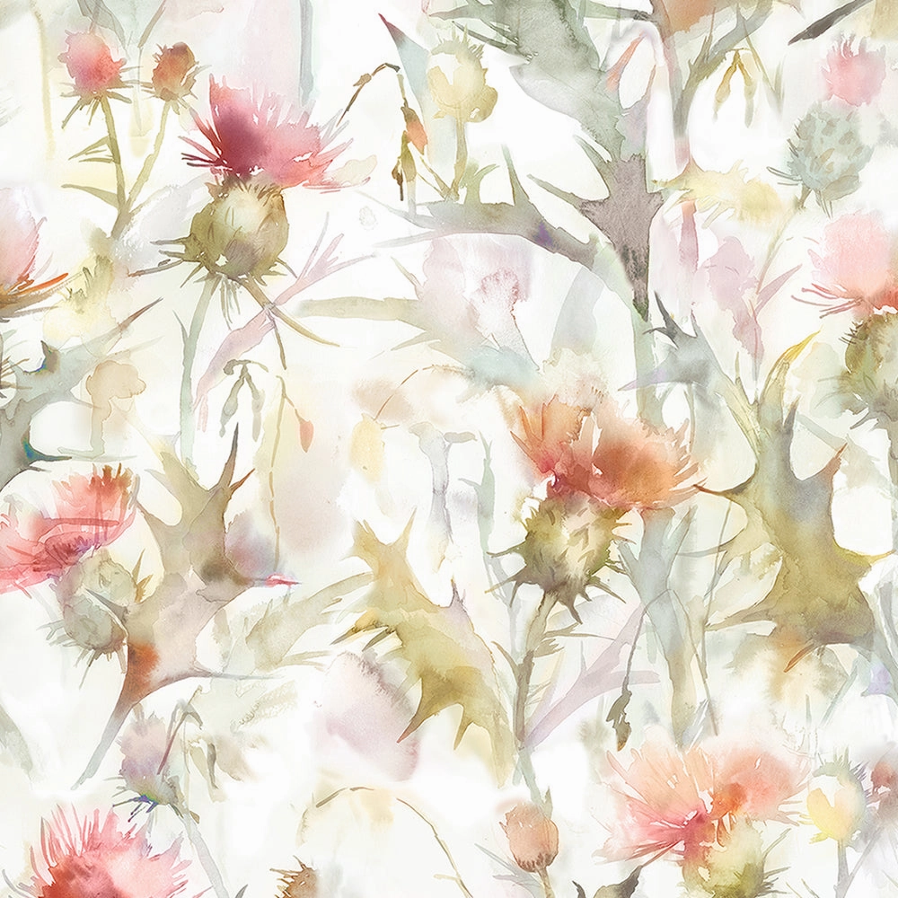 Cirsium Printed Cotton Made to Measure Roman Blinds Russett