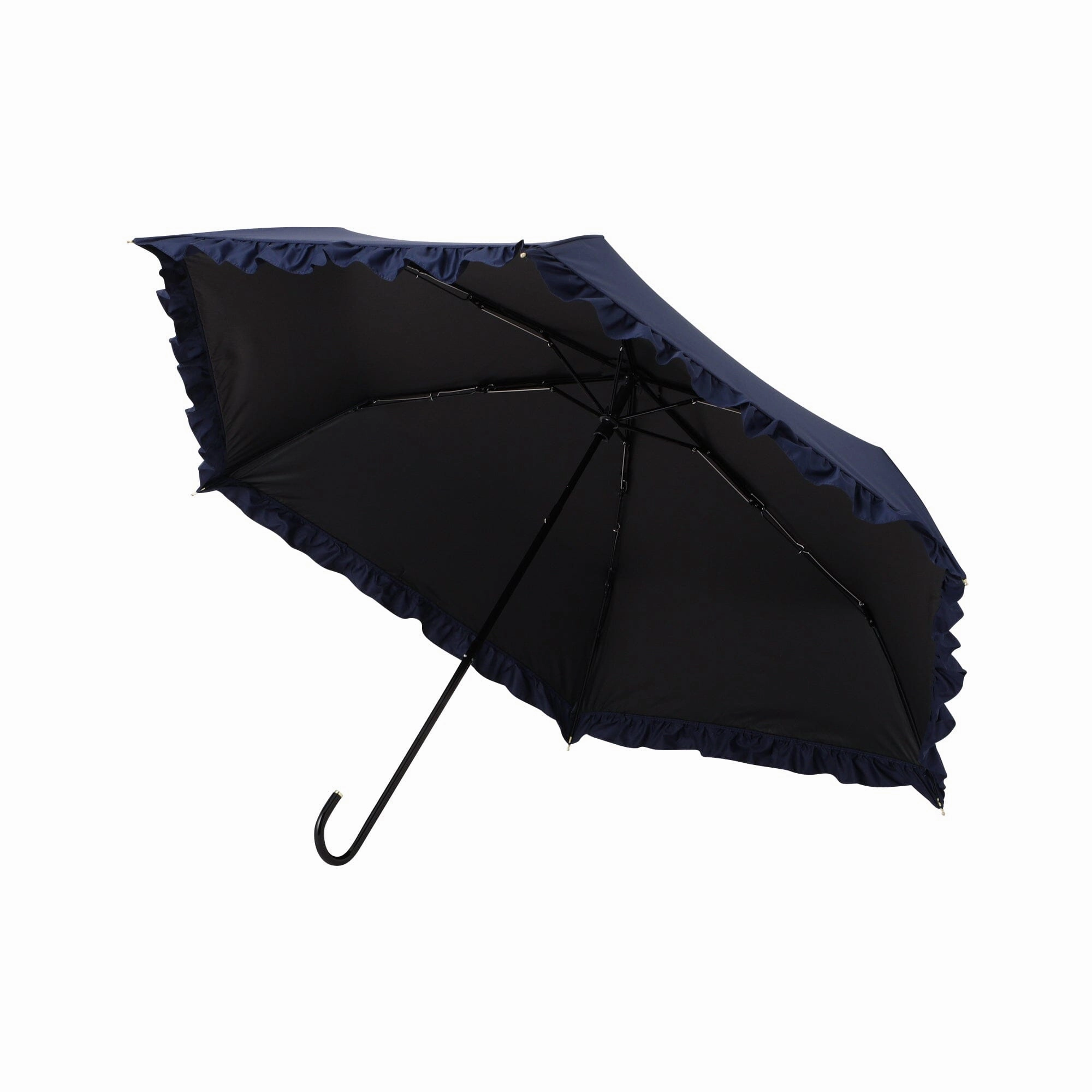 Classic Frill Folding Umbrella 50Cm Navy (For Both Sunny And Rainy Days)