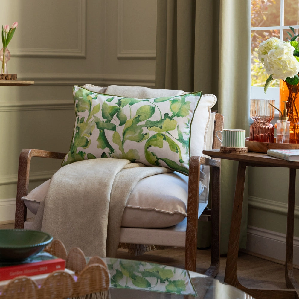 Claudia Printed Piped Cushion Green