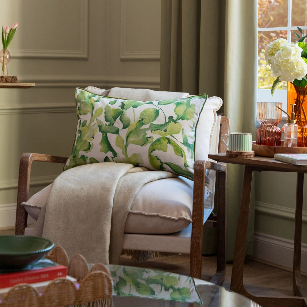 Claudia Printed Piped Cushion Green