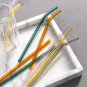 Colored Glass Drinking Straws - Set of 6modern kitchen decor ,kitchen dinner set ,dinnerware 