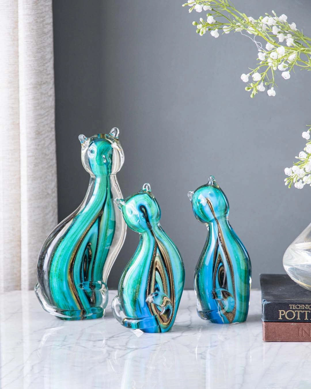 Colorful Cat Glass Figurine - Small