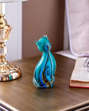 Colorful Cat Glass Figurine - Smallhome decor ,wall decor 
