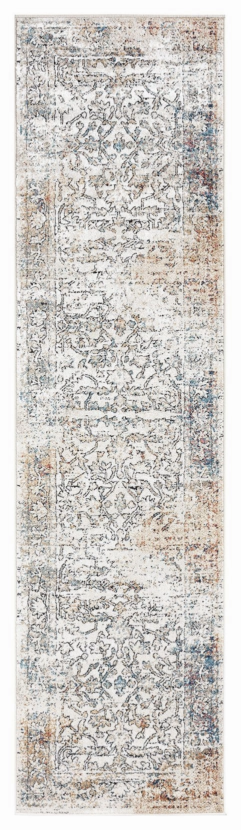 Constance Beige And Blue Distressed Floral Runner Rugmodern color block patchwork rug