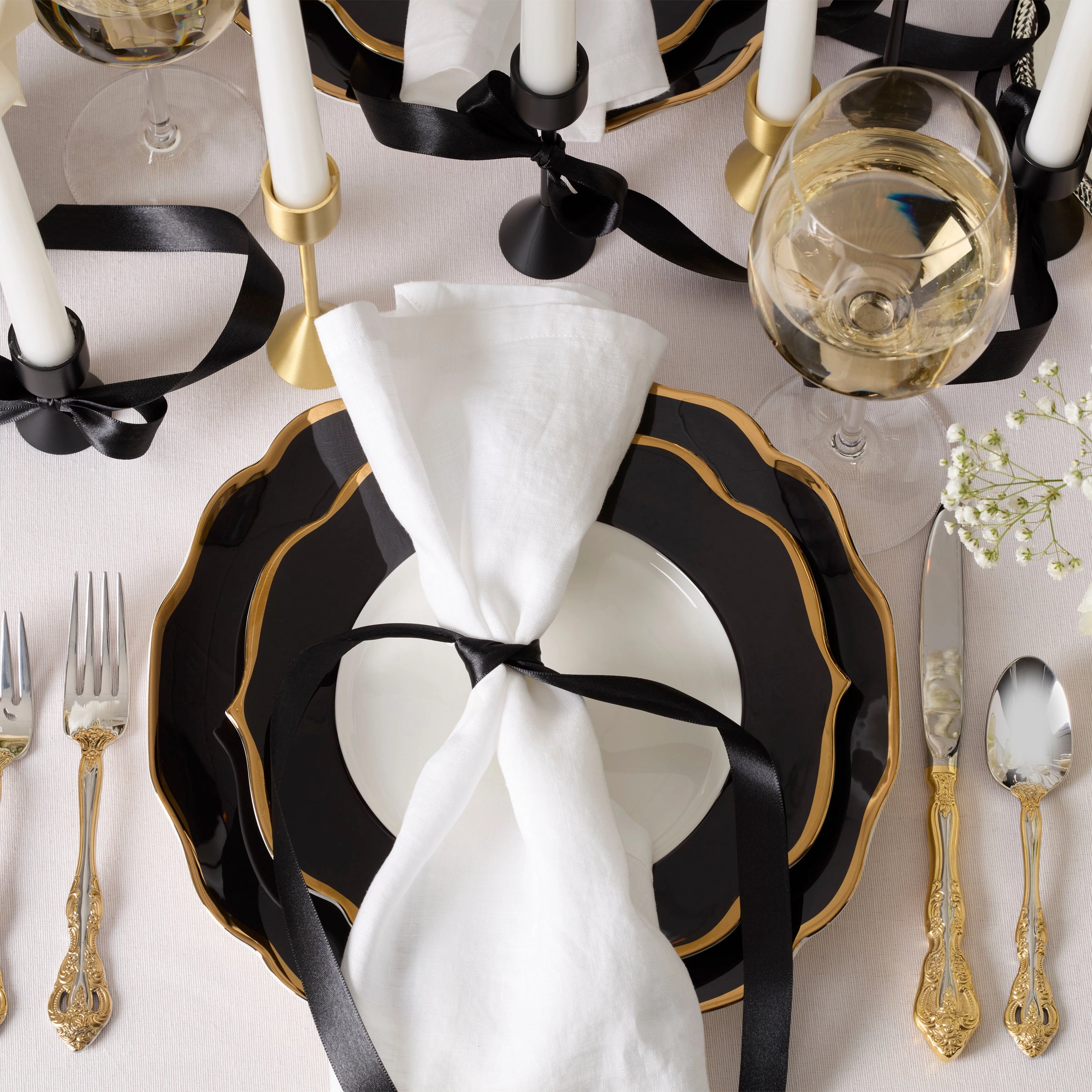 Contempo Luxe Black Dinner Plates - Set of 4