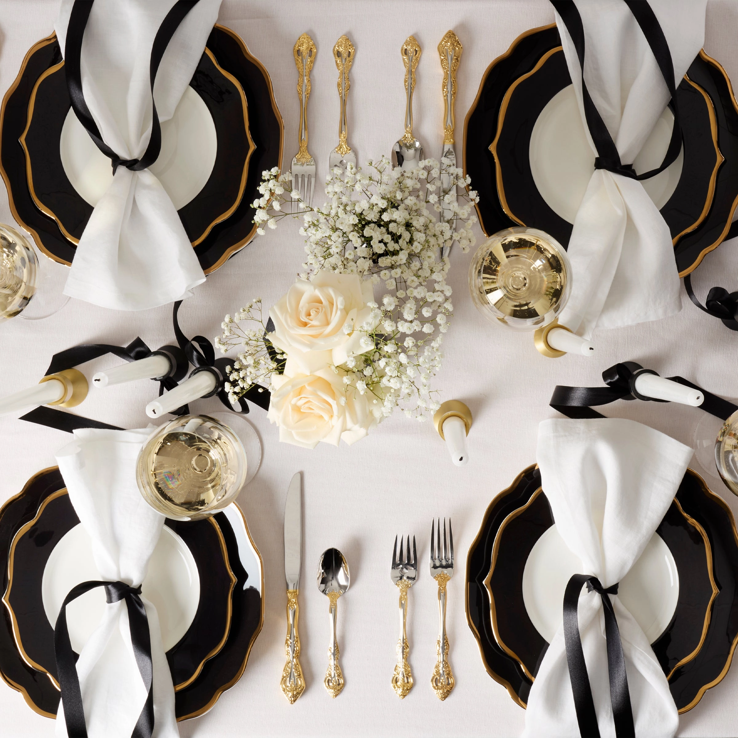 Contempo Luxe Black Dinner Plates - Set of 4