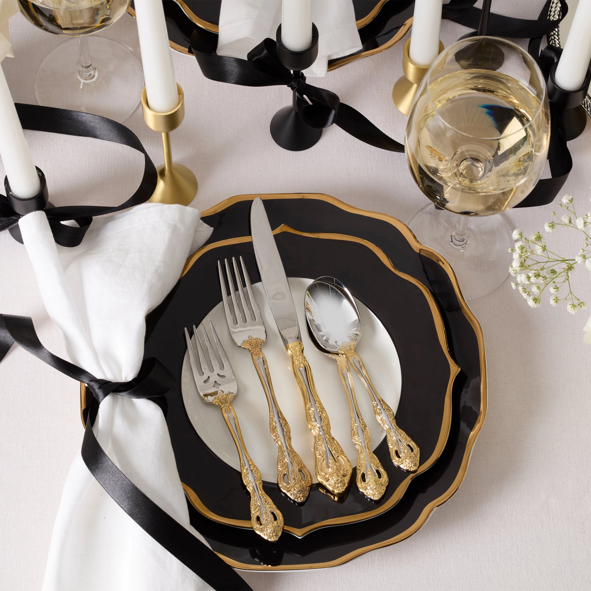 Contempo Luxe Black Dinner Plates - Set of 4
