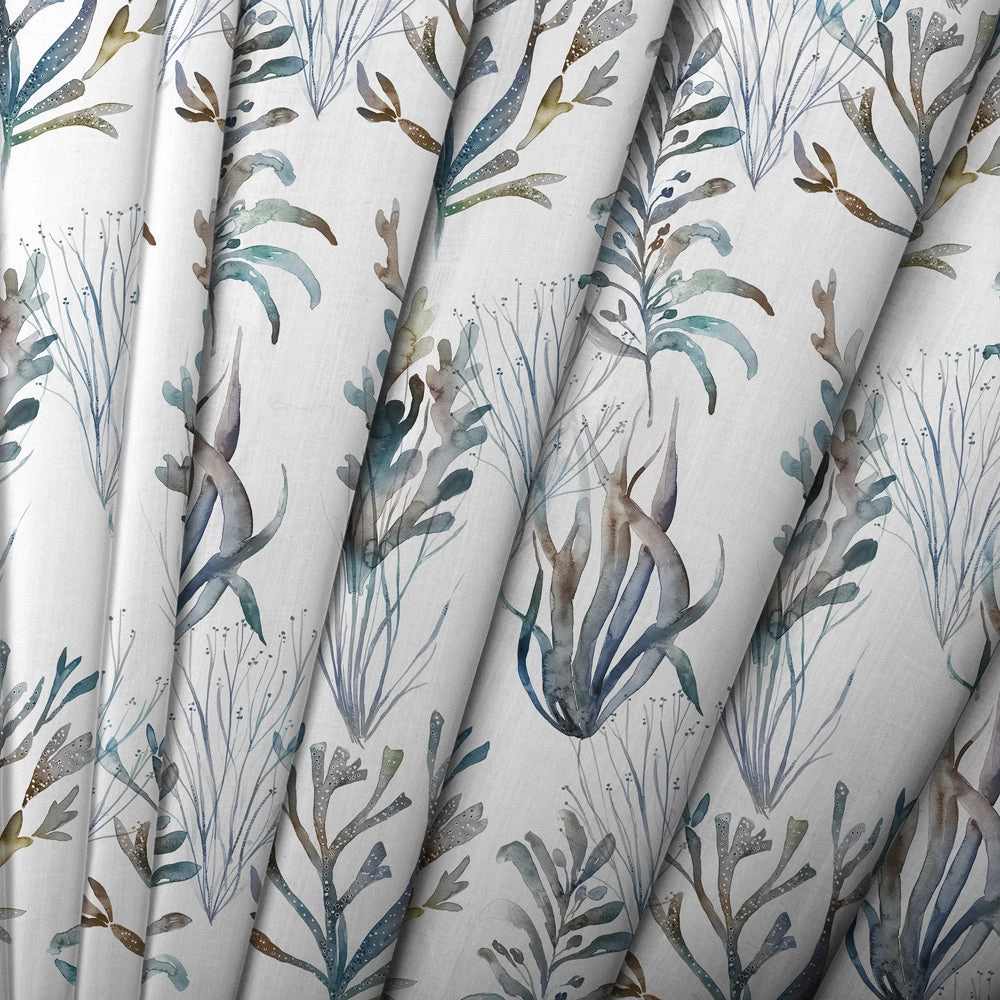 Coral Reef Cream Printed Made to Measure Curtains Slate