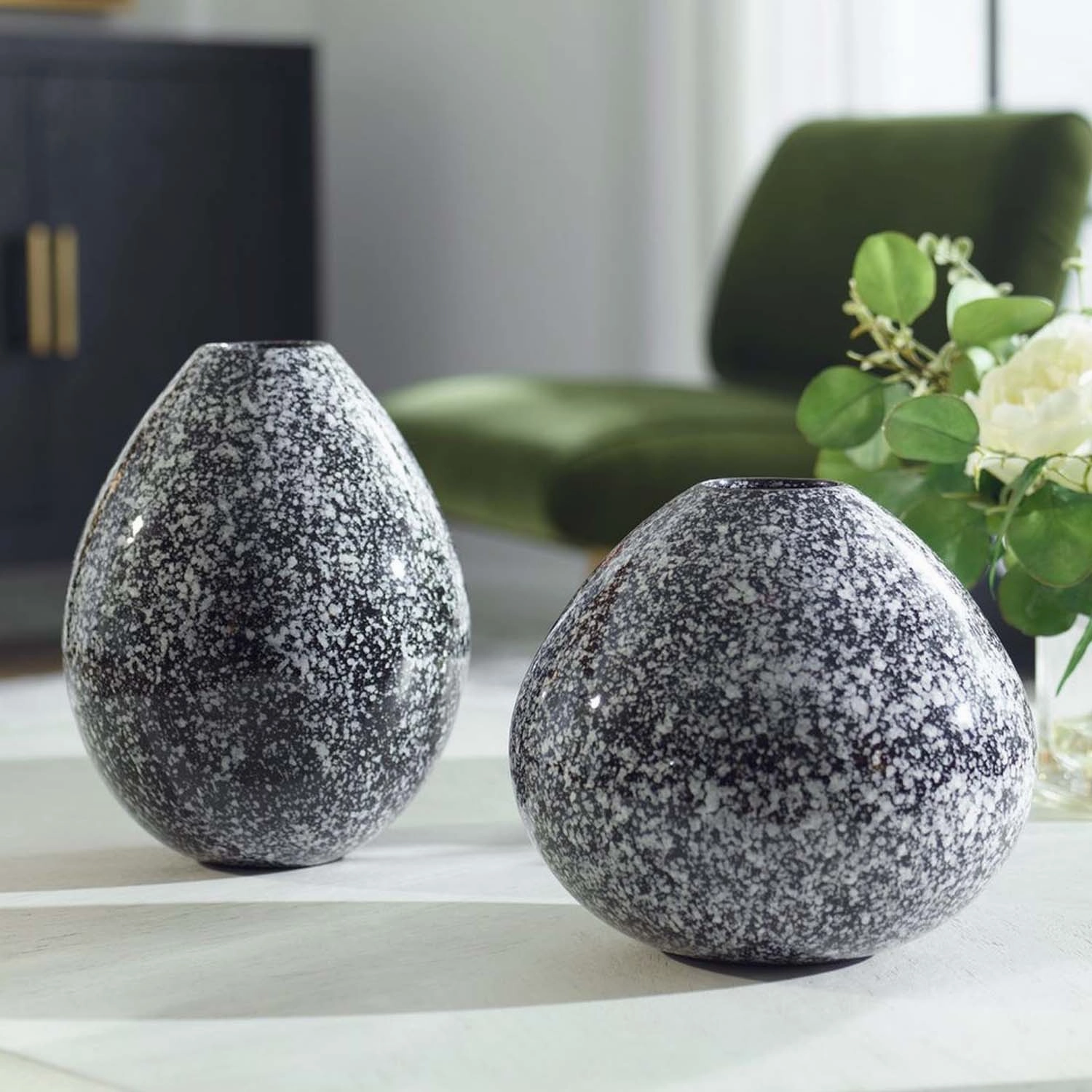 Cosmic Black White Vase - Small