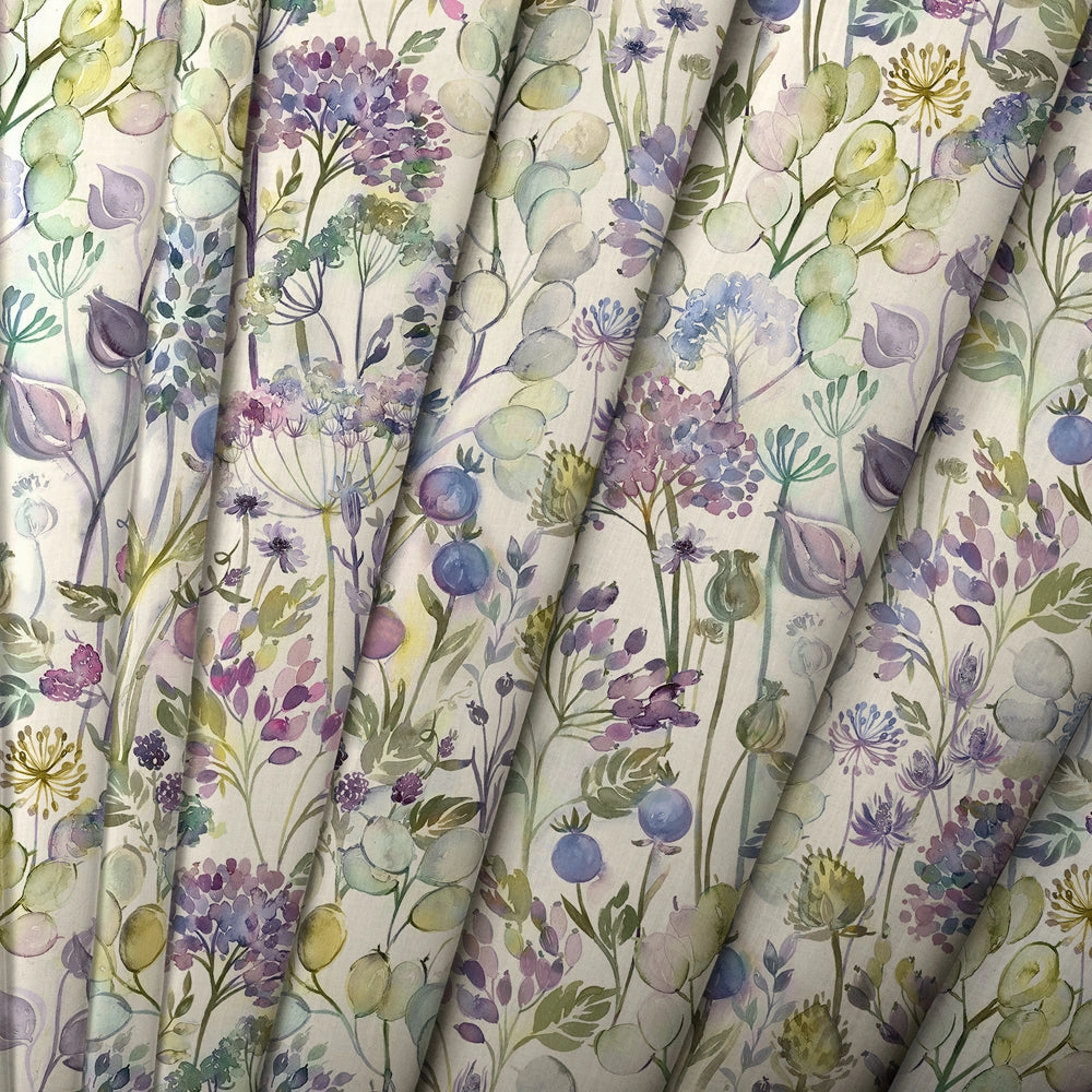 Country Hedgerow Linen Printed Made to Measure Curtains Lilac