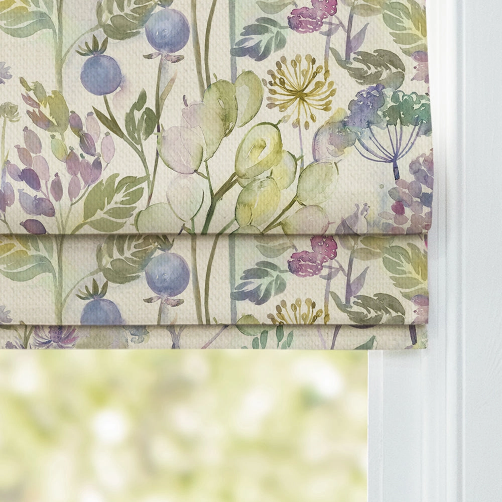 Country Hedgerow Printed Cotton Made to Measure Roman Blinds Lilac