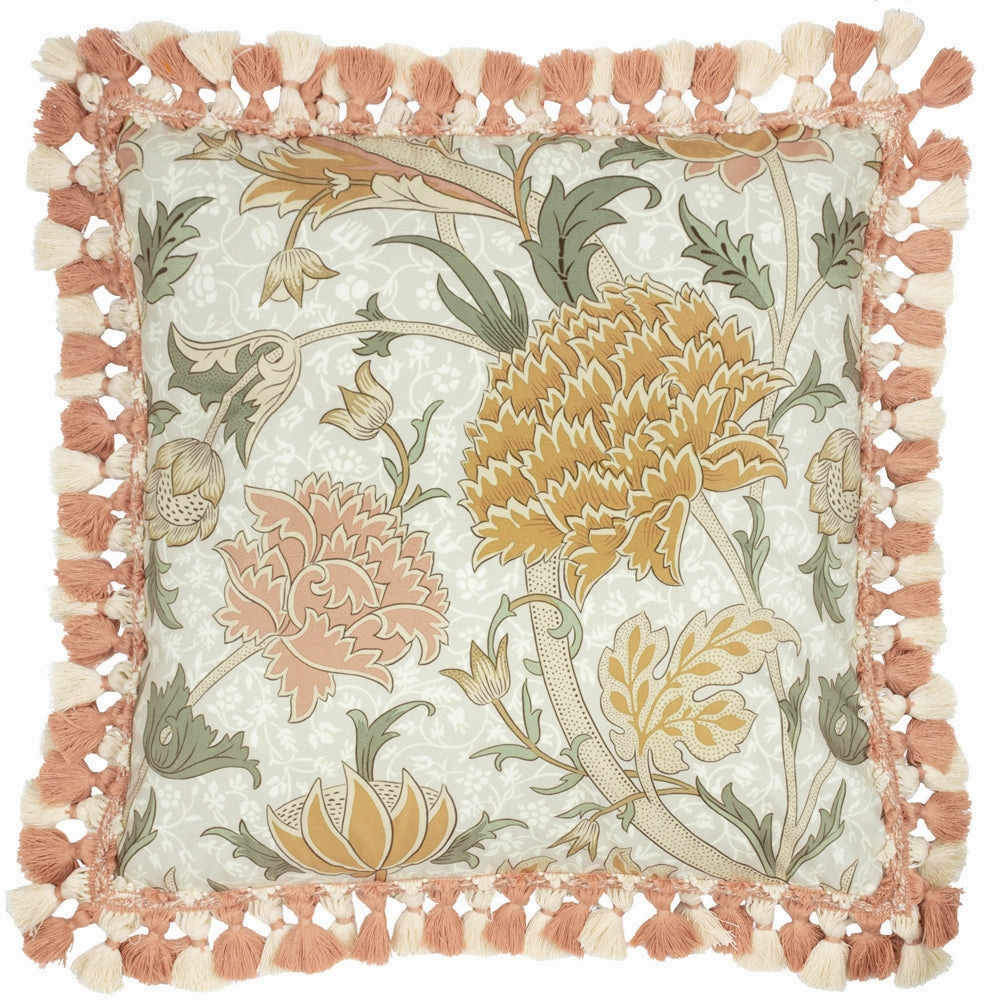 Cray Tasselled Velvet Cushion Stone/Clay
