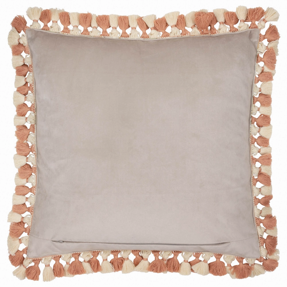 Cray Tasselled Velvet Cushion Stone/Clay