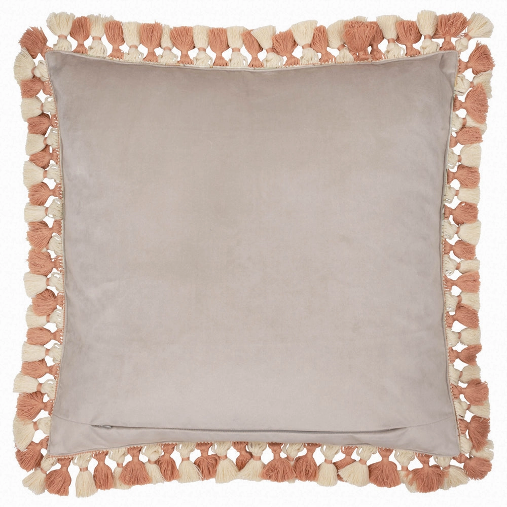 Cray Tasselled Velvet Cushion Stone/Clay