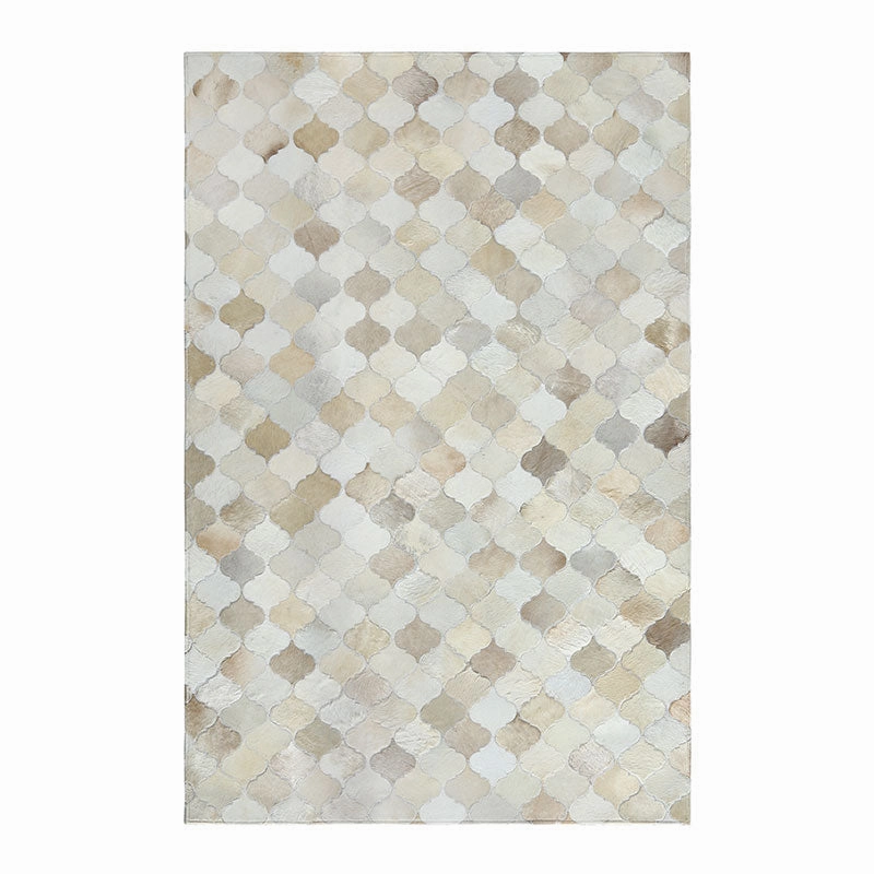 Cream and Fawn Patchwork Cowhide Rug