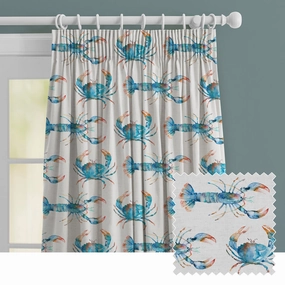 Crustaceans Printed Made to Measure Curtains Cobaltbedding sets ,throw blankets 